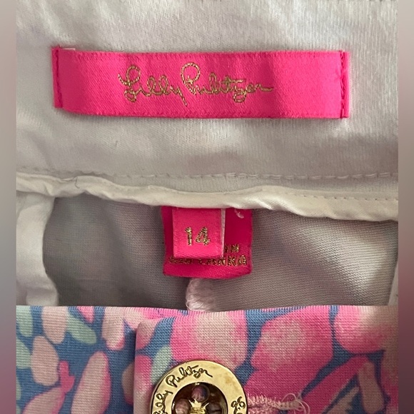 Lilly Pulitzer Jayne Pink sorbet High Altitude stretch shorts sz 14 - Picture 3 of 3